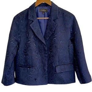Talbots navy jaquard 3/4 sleeve blazer women 8
